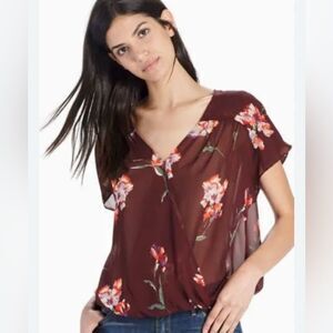 Lucky Brand maroon floral blouse sz s like new